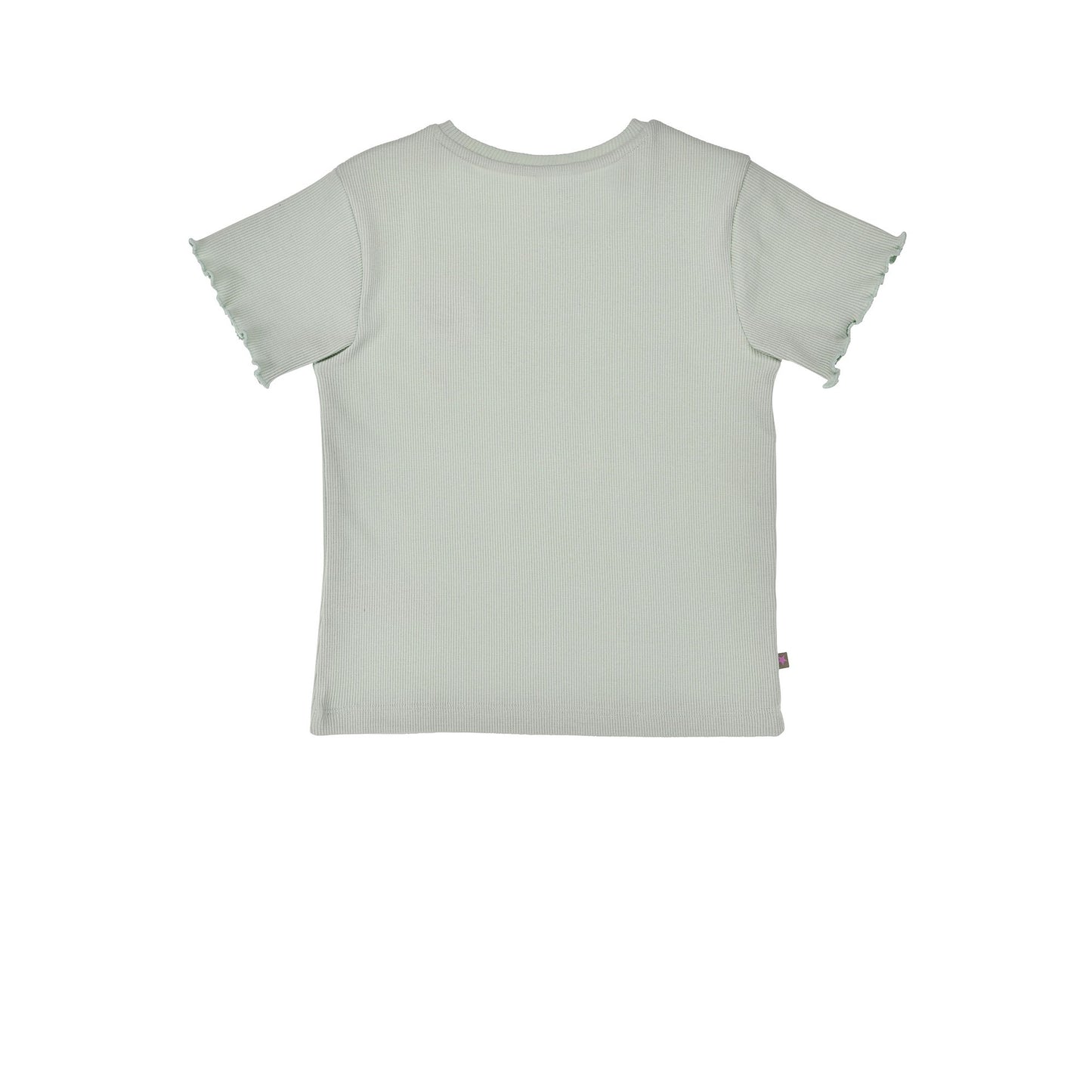 Schlichtes Mädchen T-Shirt in Mint mit kleiner Blumenstickerei – Sommer Shirt für Kinder bei Bärechind Winterthur Schweiz