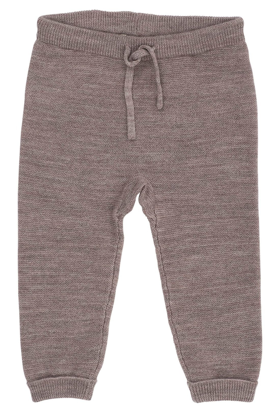 Natur melierte Baby Leggings aus Merinowolle von Copenhagen Colors, Vorderseite mit Bindeband, erhältlich im Bärechind in Winterthur, Zürich Schweiz