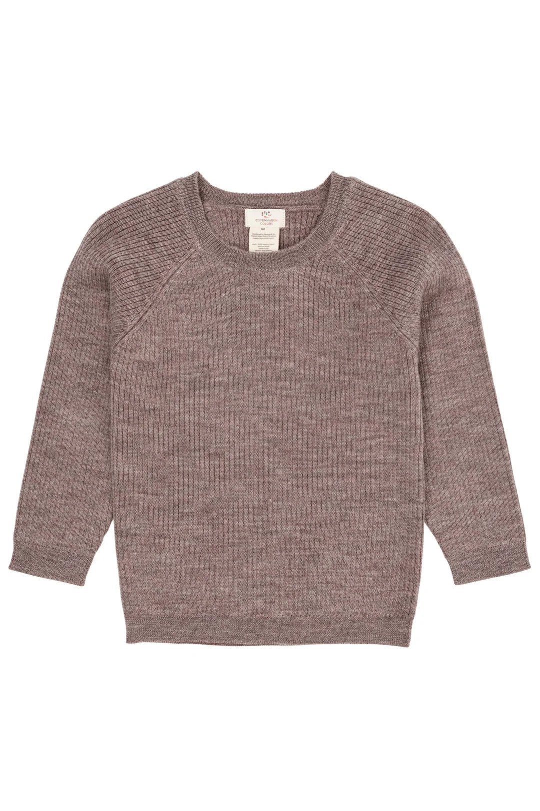 Natur melierte Merino Rib Strickpullover mit langen Ärmeln von Copenhagen Colors, Vorderseite, erhältlich im Bärechind in Winterthur, Zürich Schweiz