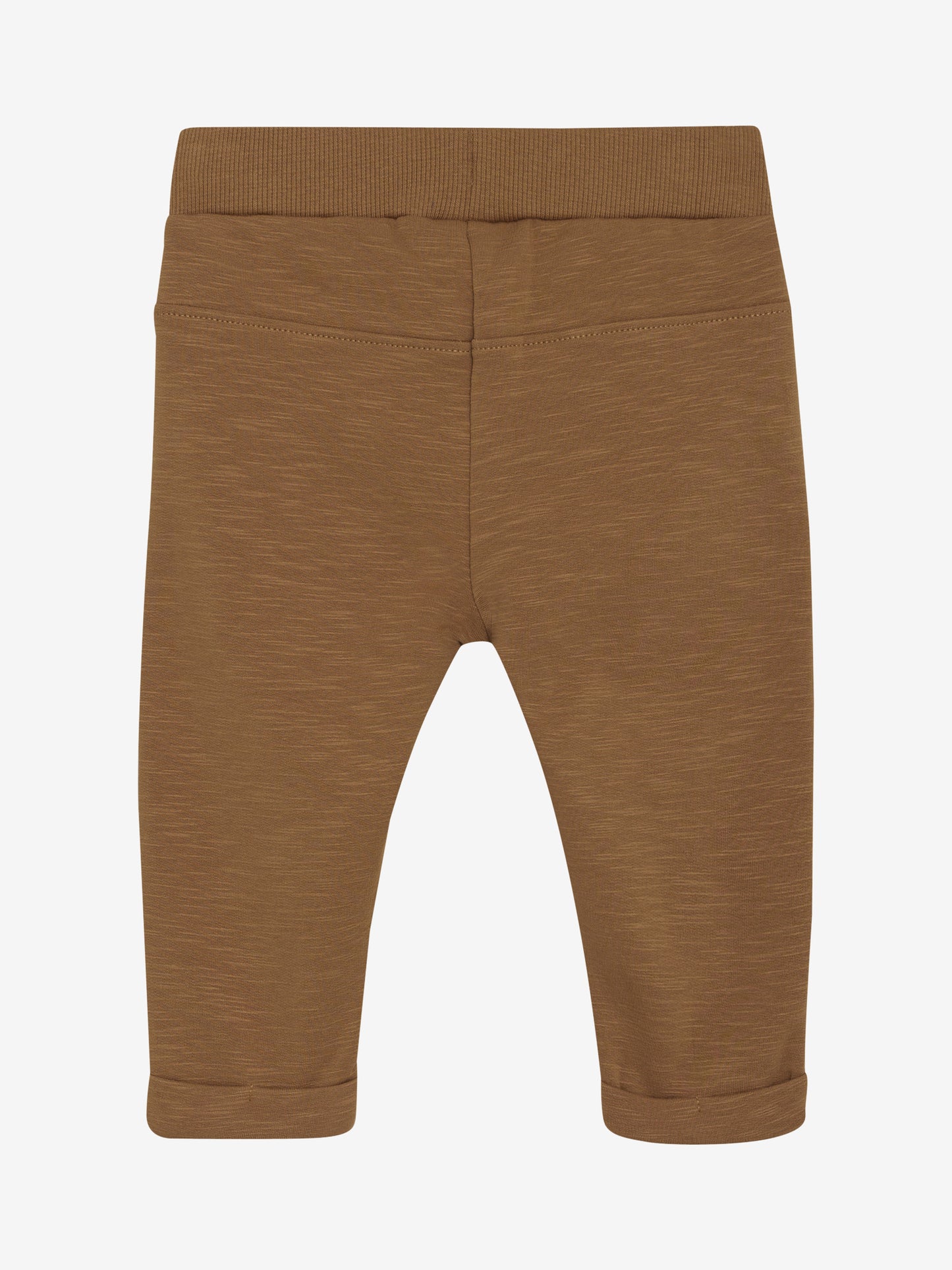 Rückansicht der braunen Babyhose – schlichtes Design aus GOTS-zertifizierter Baumwolle