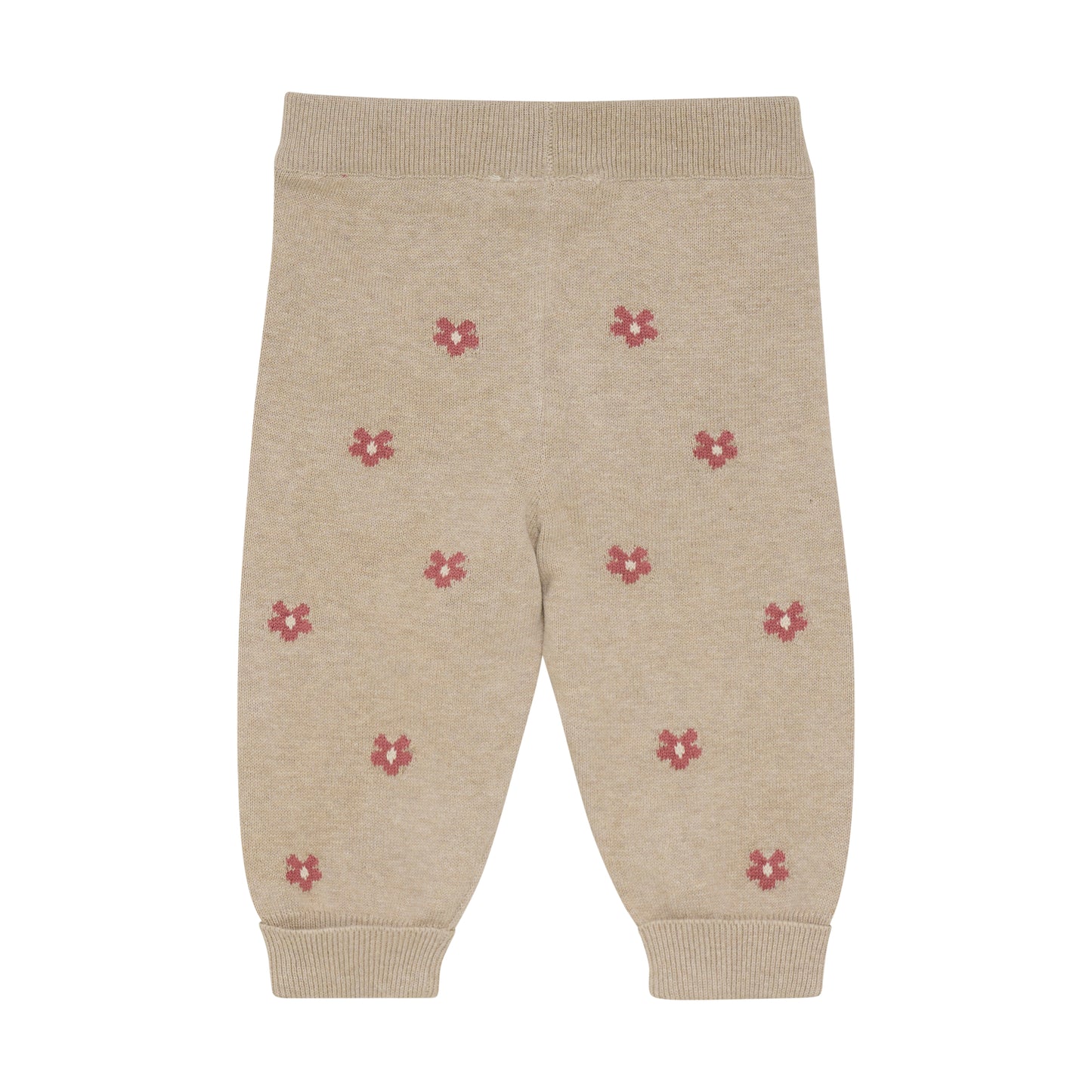 Rückansicht der MINYMO Strickhose mit Blumen aus Baumwollmix – zu kaufen bei Bärechind in Winterthur, Zürich, Schweiz.