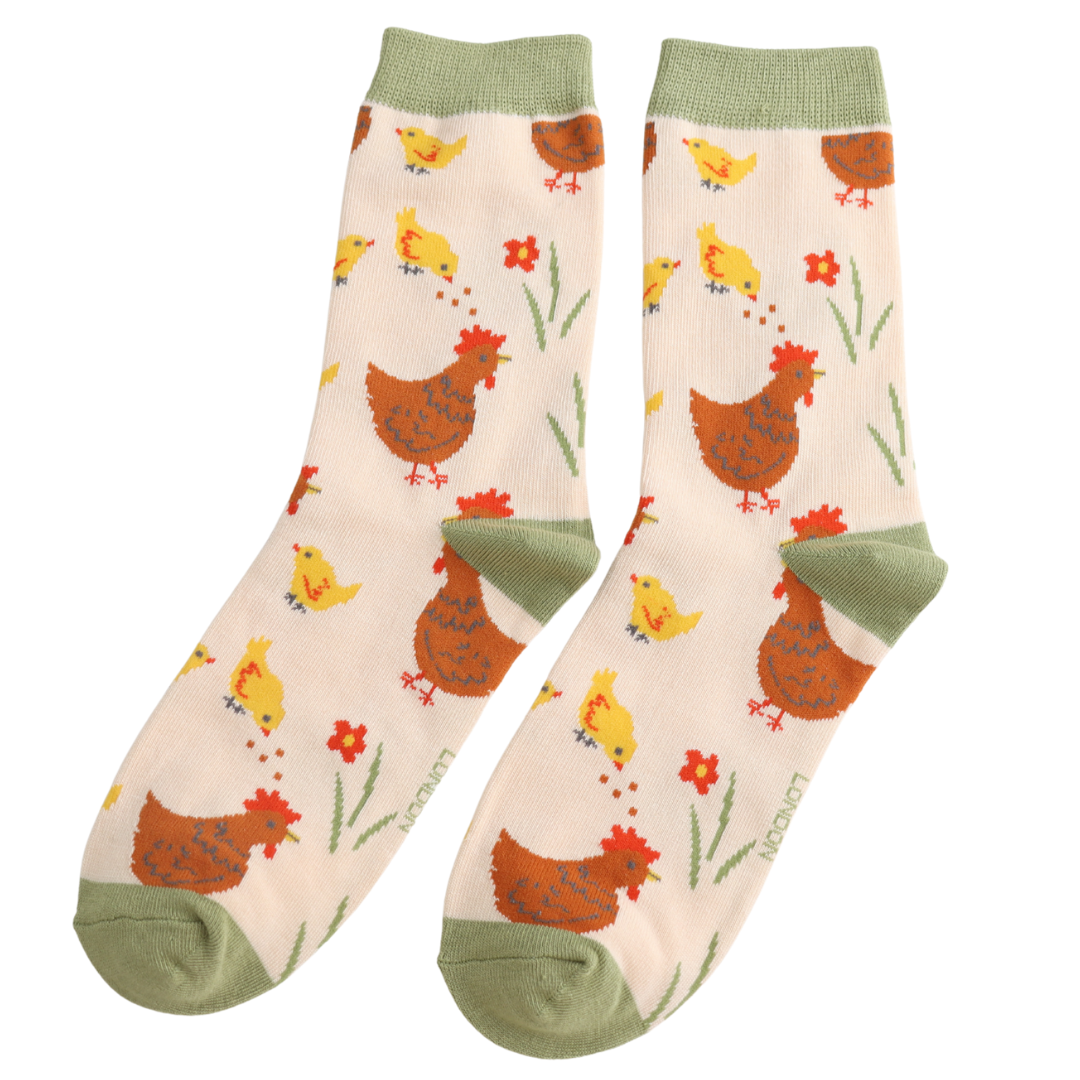 Miss Sparrow Bambus Socken Damen Hühner bei Bärechind