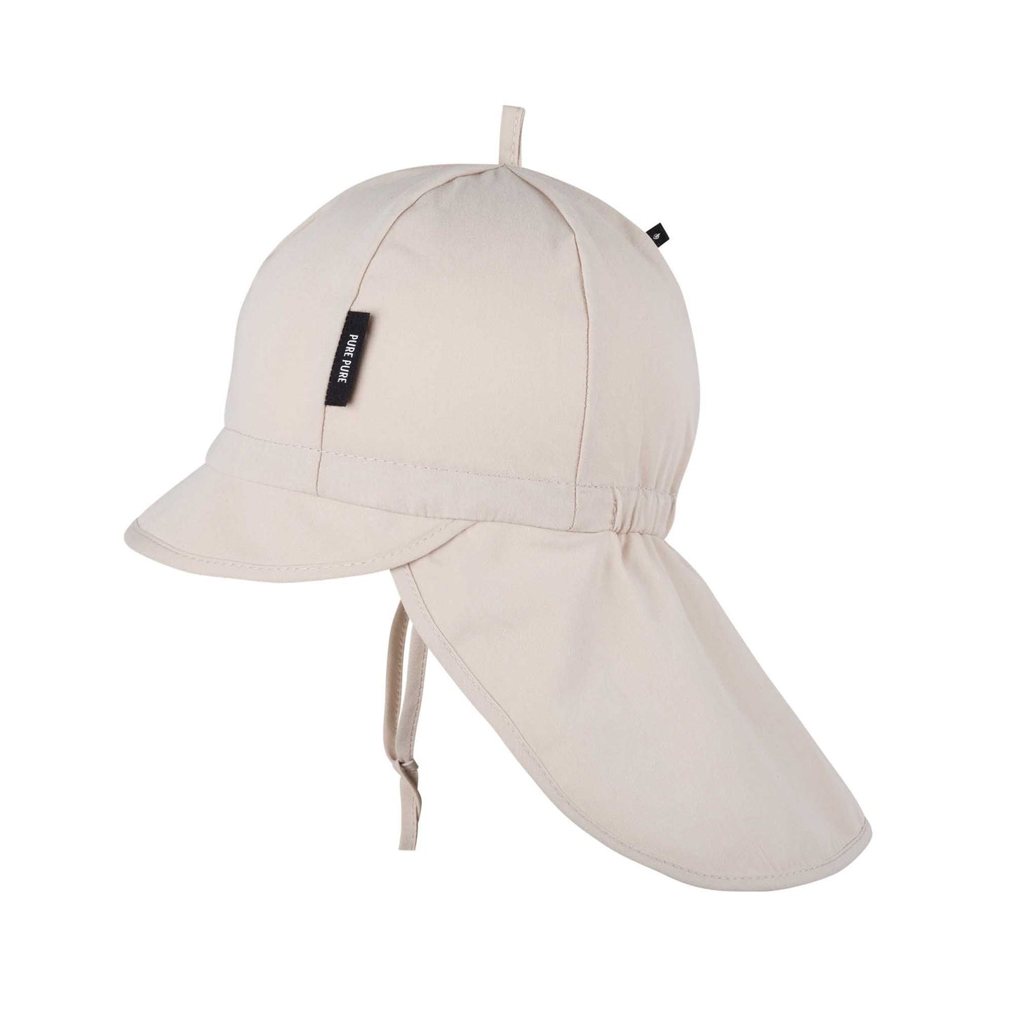 Leichter Mini-Nackenschutz Sonnenhut aus GOTS-zertifizierter Bio-Baumwolle in oat. Schützt Nacken & Gesicht vor Sonne. Erhältlich in Winterthur, Zürich, Schweiz.