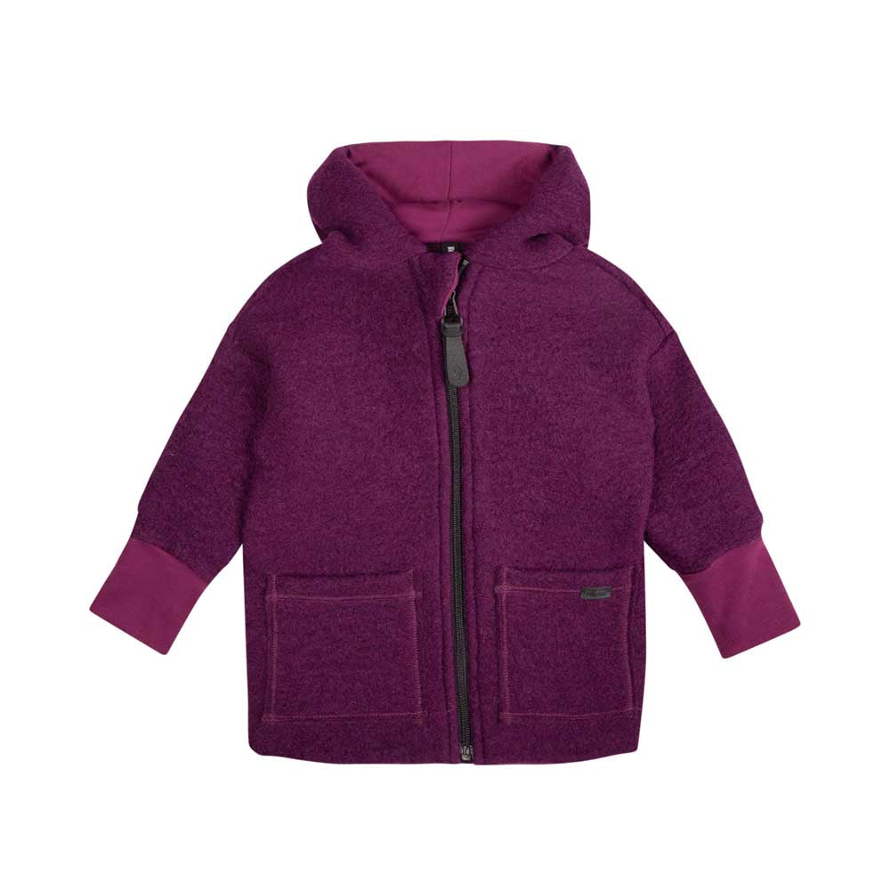 Pure Pure Wollwalk Kapuzenjacke in Pflaume aus 100 % Wolle für Babys und Kinder im Bärechind Winterthur Schweiz