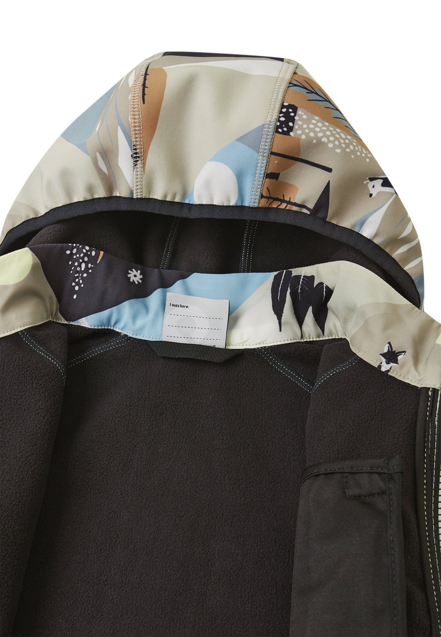 Detail Bund und Saum Reima Softshell-Jacke Vantti Earthy Beige