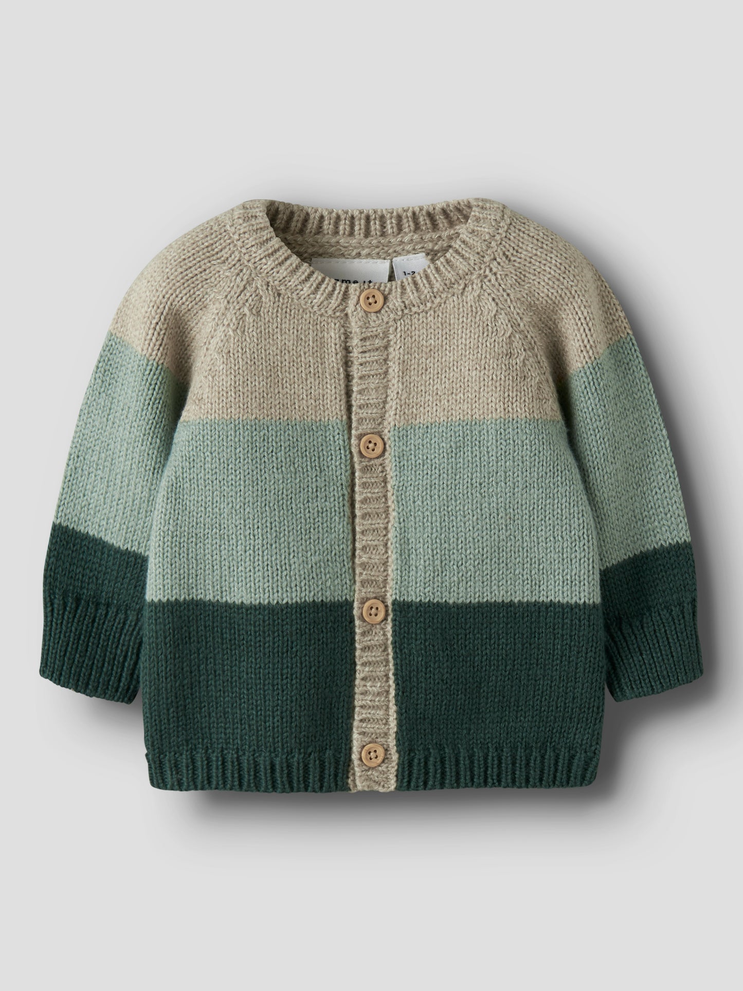 Kinder-Strickcardigan in Grüntönen mit Knöpfen, Bärechind, Winterthur, Zürich Schweiz