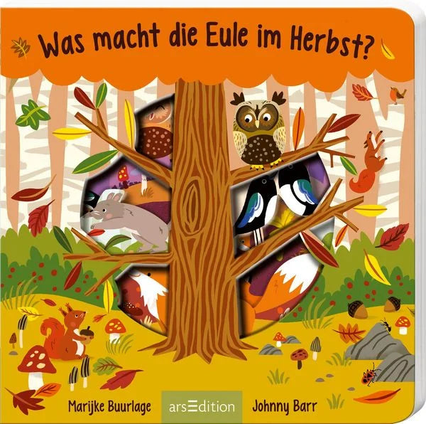 Was macht die Eule im Herbst – farbenfrohes Bilderbuch über Tiere und Natur im Herbst für Kinder ab 3 Jahren von Marijke Buurlage, erhältlich bei Bärechind Winterthur.