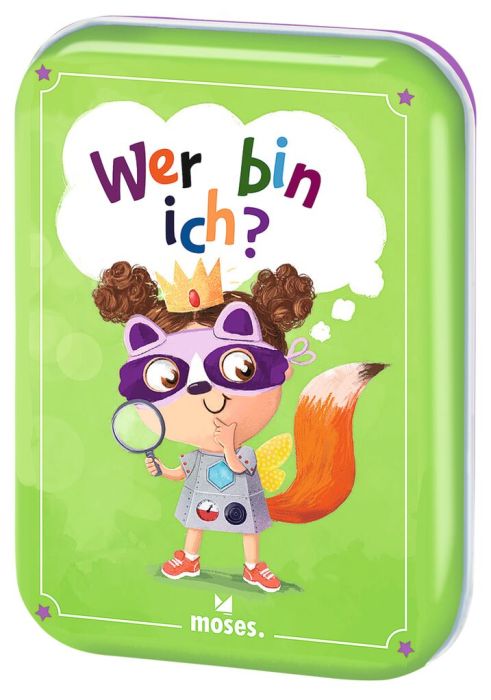 Wer bin ich Kartenspiel von Moses in der bunten Metalldose mit Comic Figuren