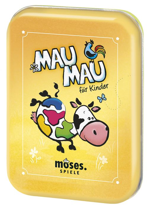 Mau Mau für Kinder von Moses in der gelben Blechdose mit bunter Kuh Illustration