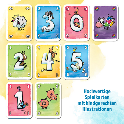 Übersicht aller Mau Mau Spielkarten für Kinder mit kindgerechten Illustrationen