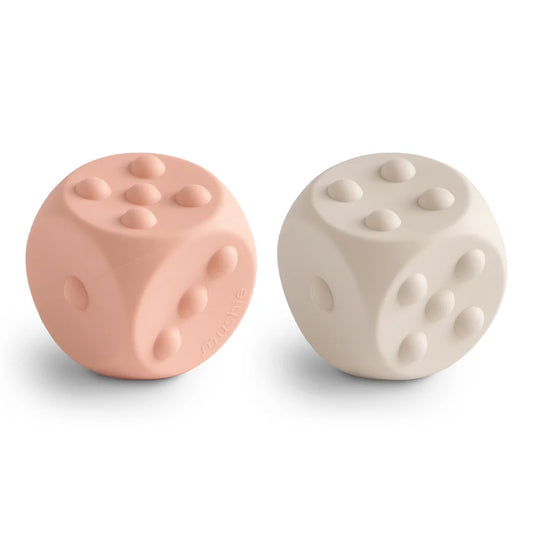 Mushie Dice Press Toy (set of 2) Blush/Shifting Sands