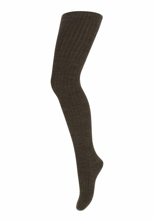 Wolle Strumpfhose rib, braun