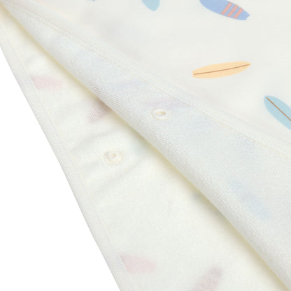 UV Badeponcho Kinder - Surfbrett, Weiss