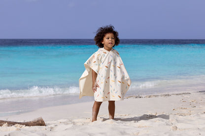 UV Badeponcho Kinder - Surfbrett, Weiss