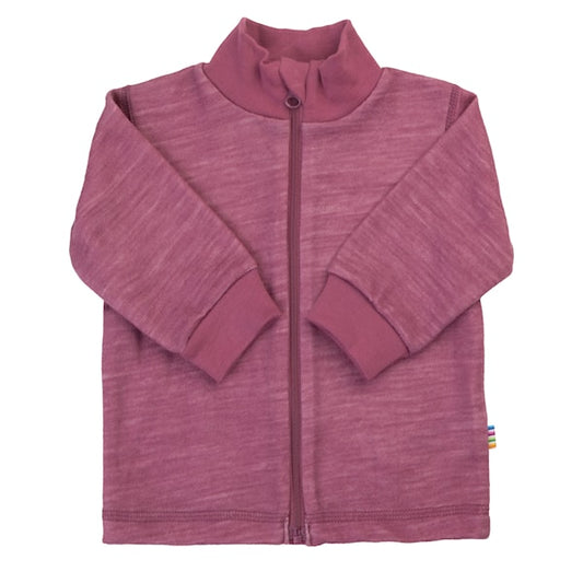 Merinowolle Cardigan mit Kragen und Reissverschluss, Bordeaux