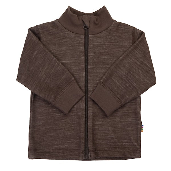 Merinowolle Cardigan mit Reissverschluss, Dunkelbraun