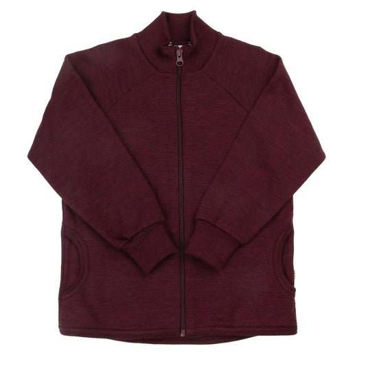 Merinowolle Cardigan mit Reissverschluss, Burgundy