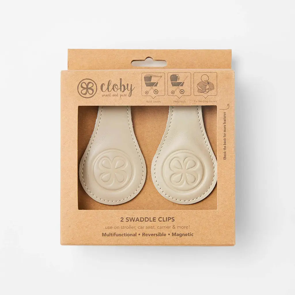 Leder Magnet Clips 2e Set, reflektierend, beige