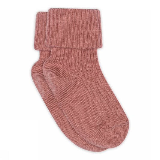Wool rib baby socks, rosa