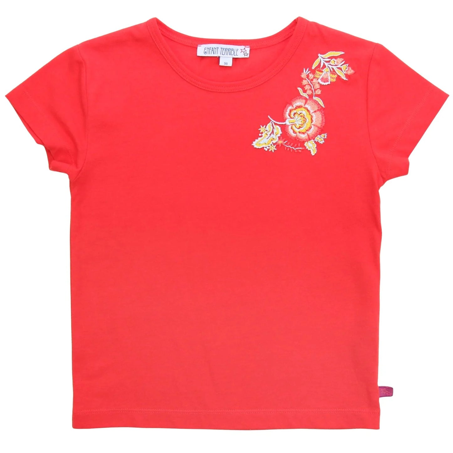Shirt mit Blumenstickerei, tomato