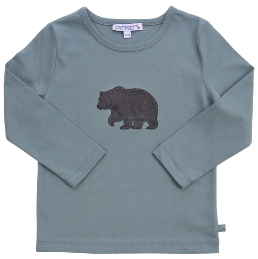 Shirt mit Bouclé Bärenstrickerei, mint