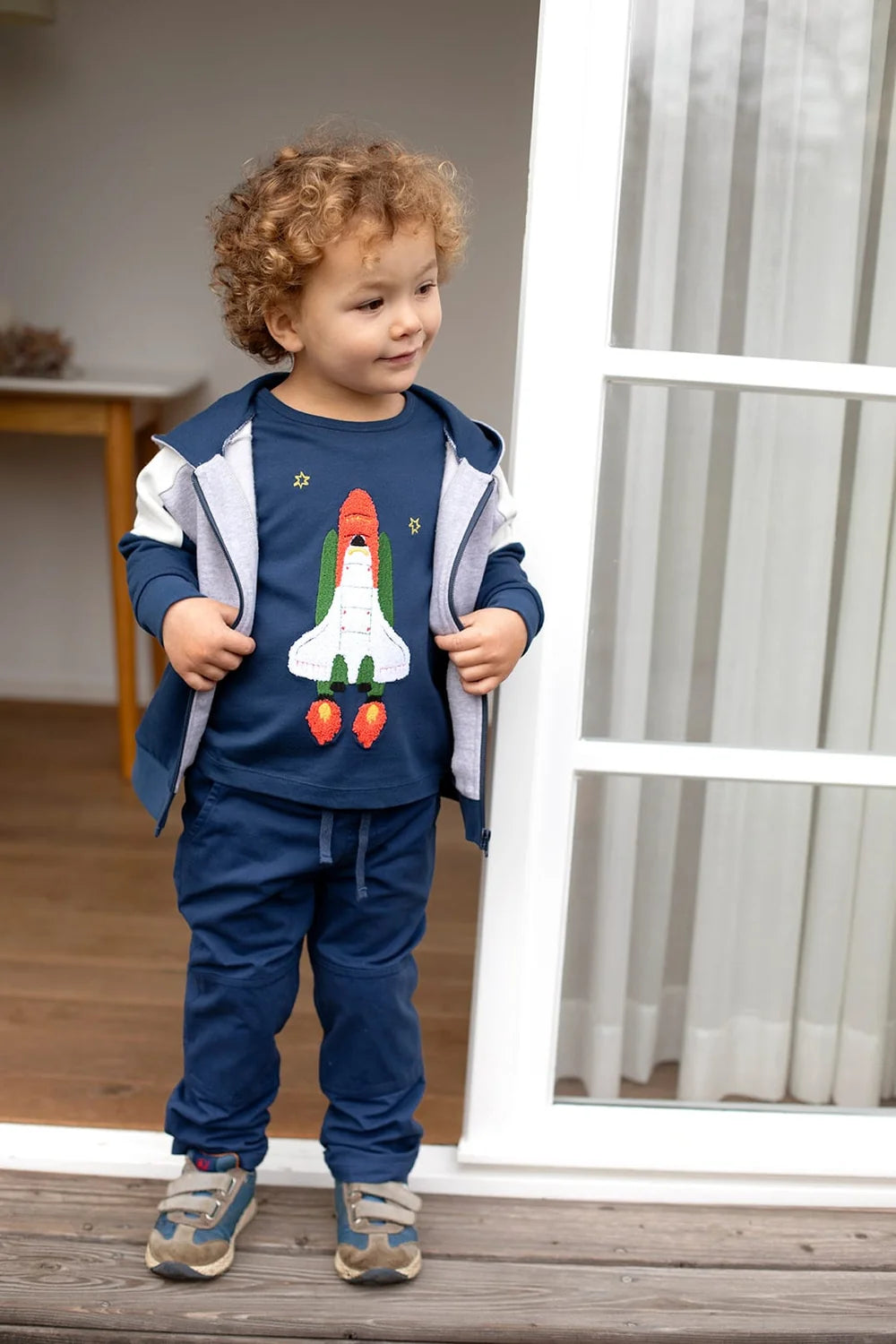 Shirt mit Bouclé Raletemstrickerei, navy