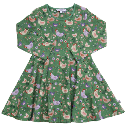 Drehkleid mit Hühnerdruck