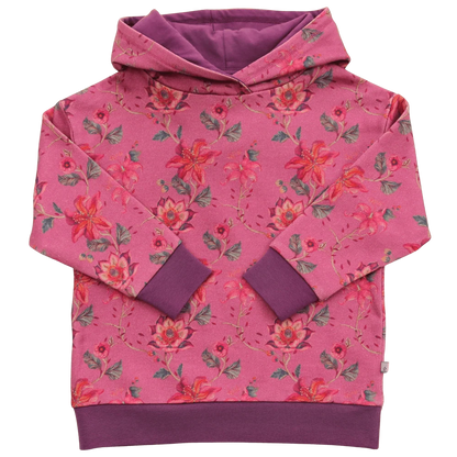 Hoodie mit Blumendruck, light aubergine-burnt red
