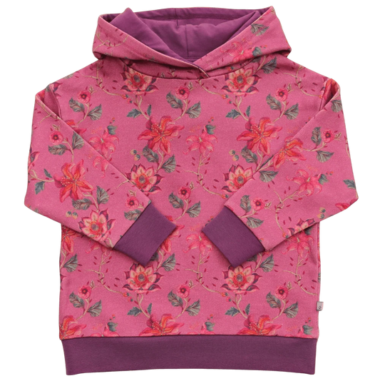 Hoodie mit Blumendruck, light aubergine-burnt red