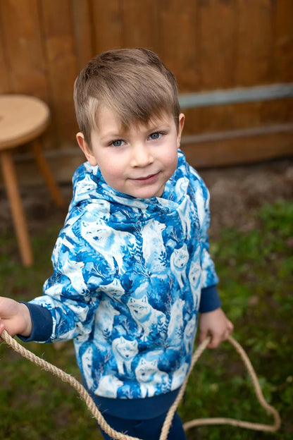 Kapuzenpulli mit Huskydruck, blau