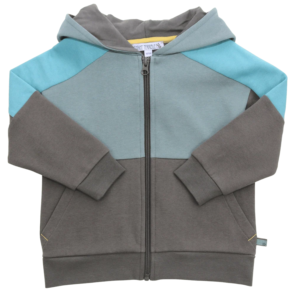 Hoodie Sweatjacke Colourblocking, moss-pistachio