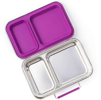 Lekkabox Duo Edelstahl Brotdose mit 2 Fächern, Lila