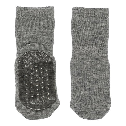 Oeko Tex Merino Socken anti-rutsch, Grey Melange