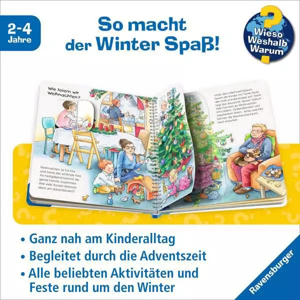 Innenansicht Kinderbuch Was machen wir im Winter mit Klappen zu Aktivitäten und Festen im Winter im Bärechind Winterthur Zürich Schweiz.