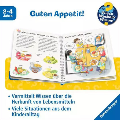 Innenansicht Kinderbuch Was essen wir mit Klappen zur Herkunft von Lebensmitteln im Bärechind Winterthur Zürich Schweiz.