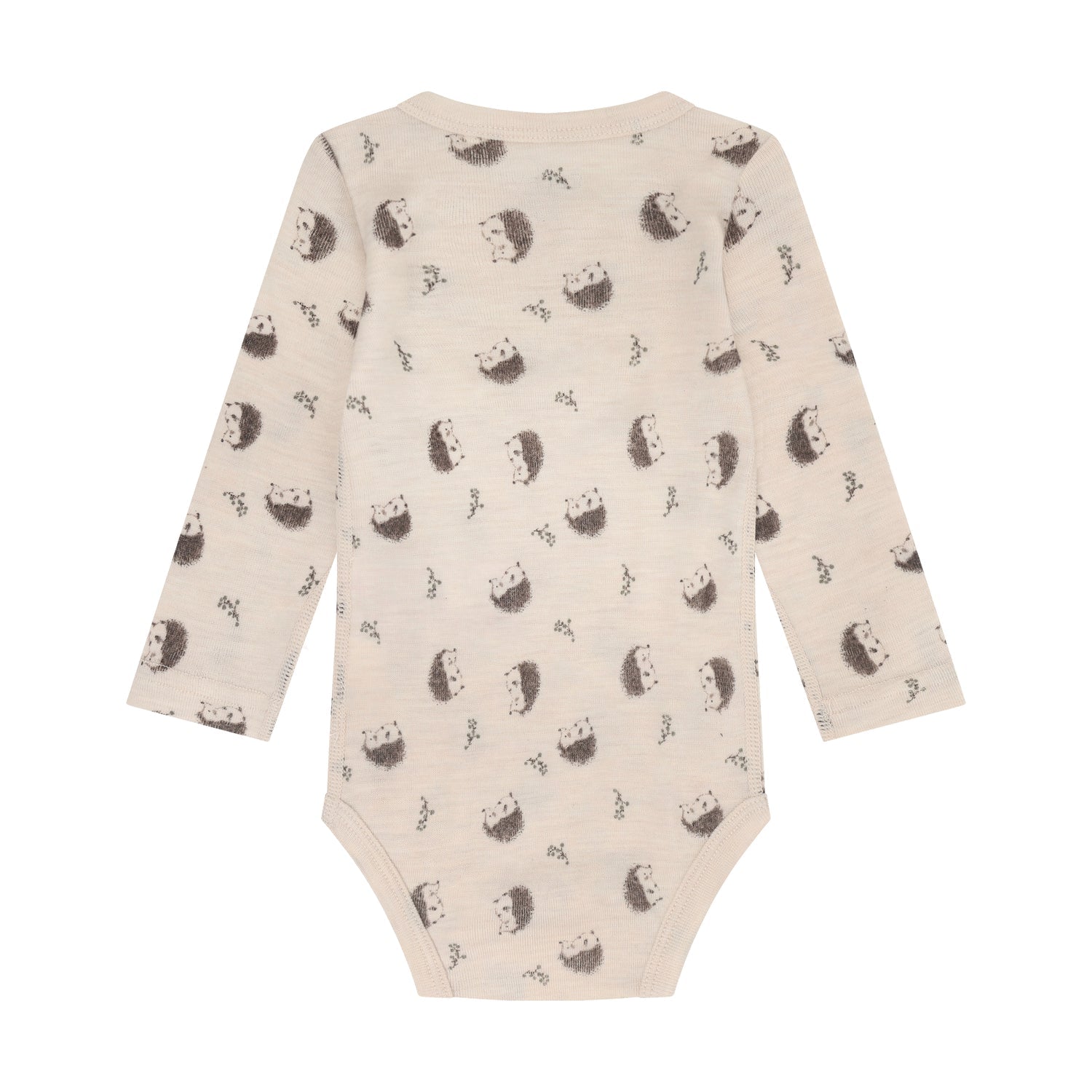 CeLaVi Merino Body Baby mit Igelprint in Walnut, Rückansicht