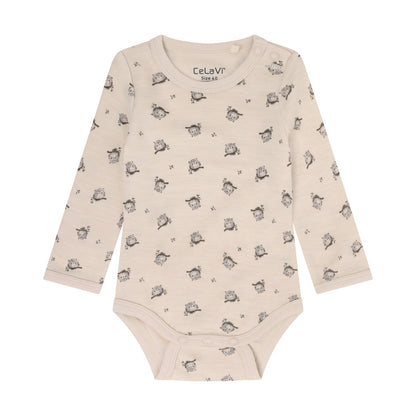 CeLaVi Body Baby mit Eulenprint in Mocha Meringue, Vorderansicht