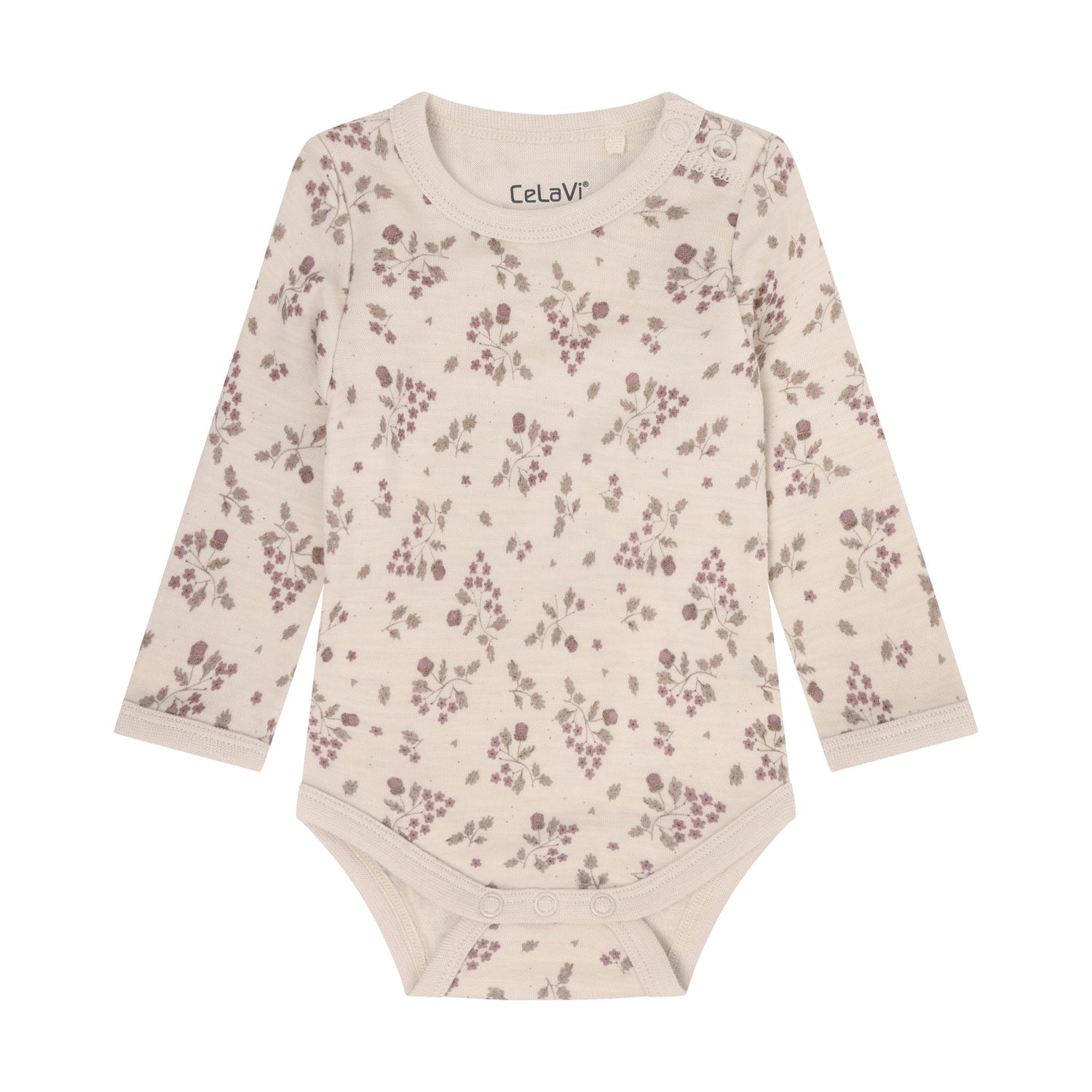 CeLaVi Body Baby mit Blumenprint in Grape Shake, Vorderansicht