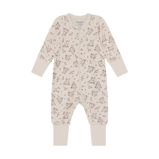 CeLaVi Strampler Baby mit Blumenprint in Grape Shake, Vorderansicht