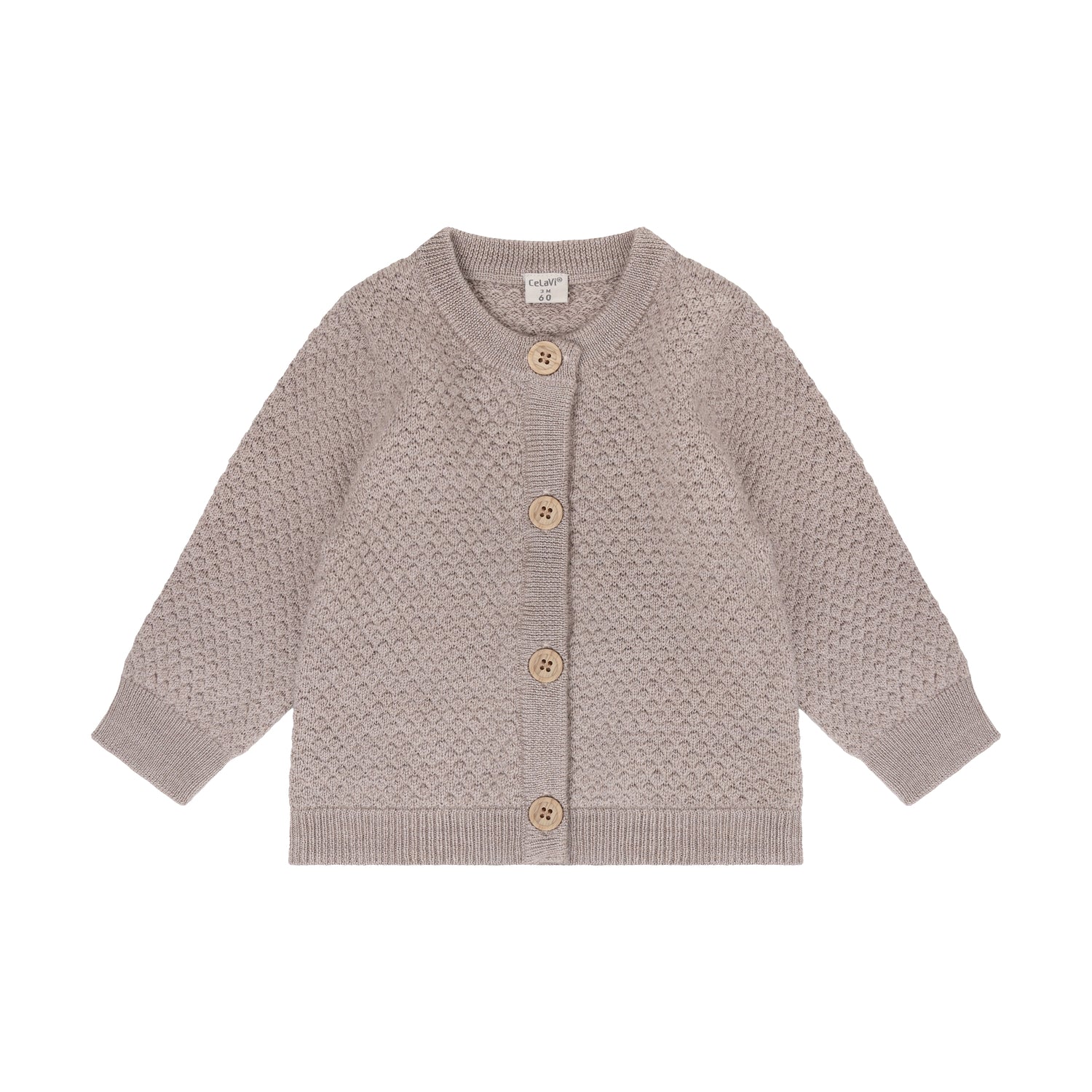 CeLaVi Merino Strickjacke Baby in Mocha Meringue Melange, Vorderansicht