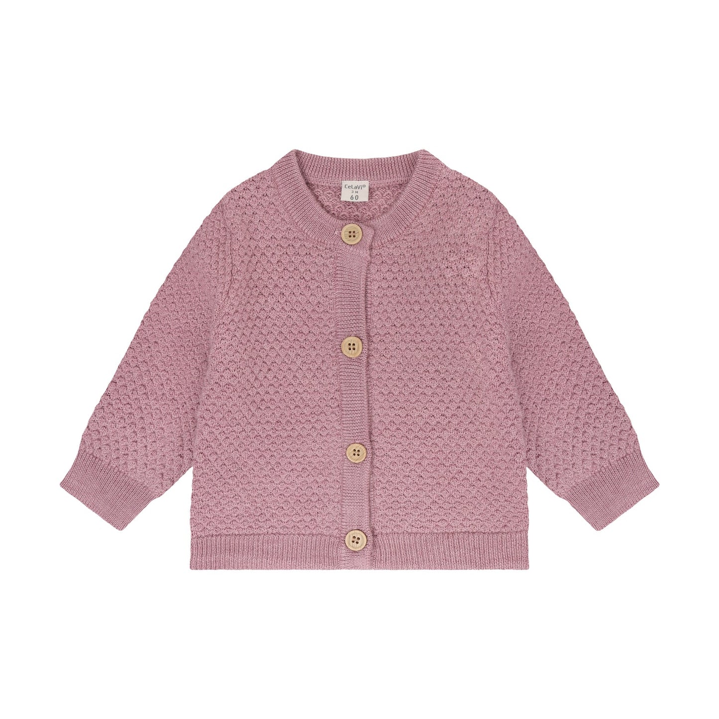 CeLaVi Merino Strickjacke Baby in Lilas Melange, Vorderansicht