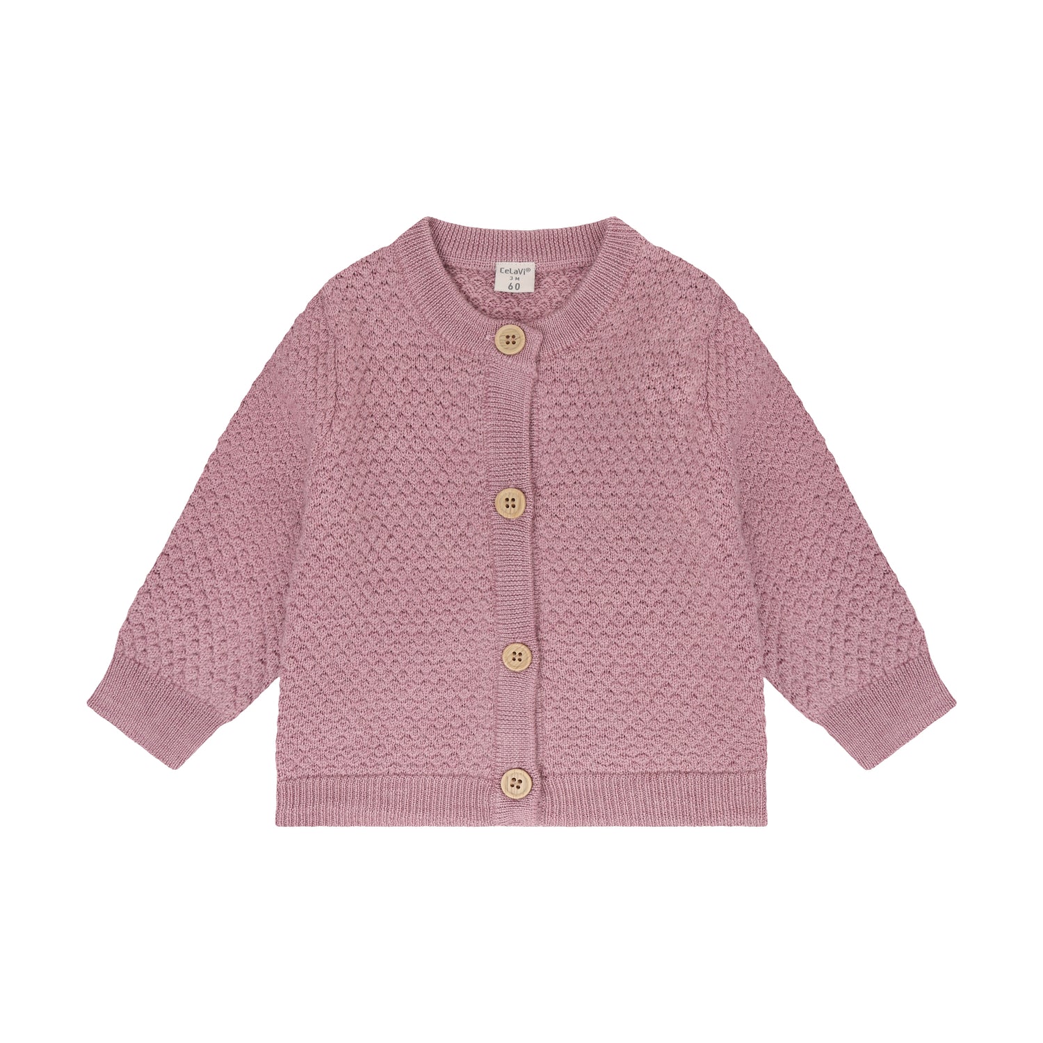 CeLaVi Merino Strickjacke Baby in Lilas Melange, Vorderansicht