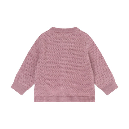 CeLaVi Merino Strickjacke Baby in Lilas Melange, Rückansicht