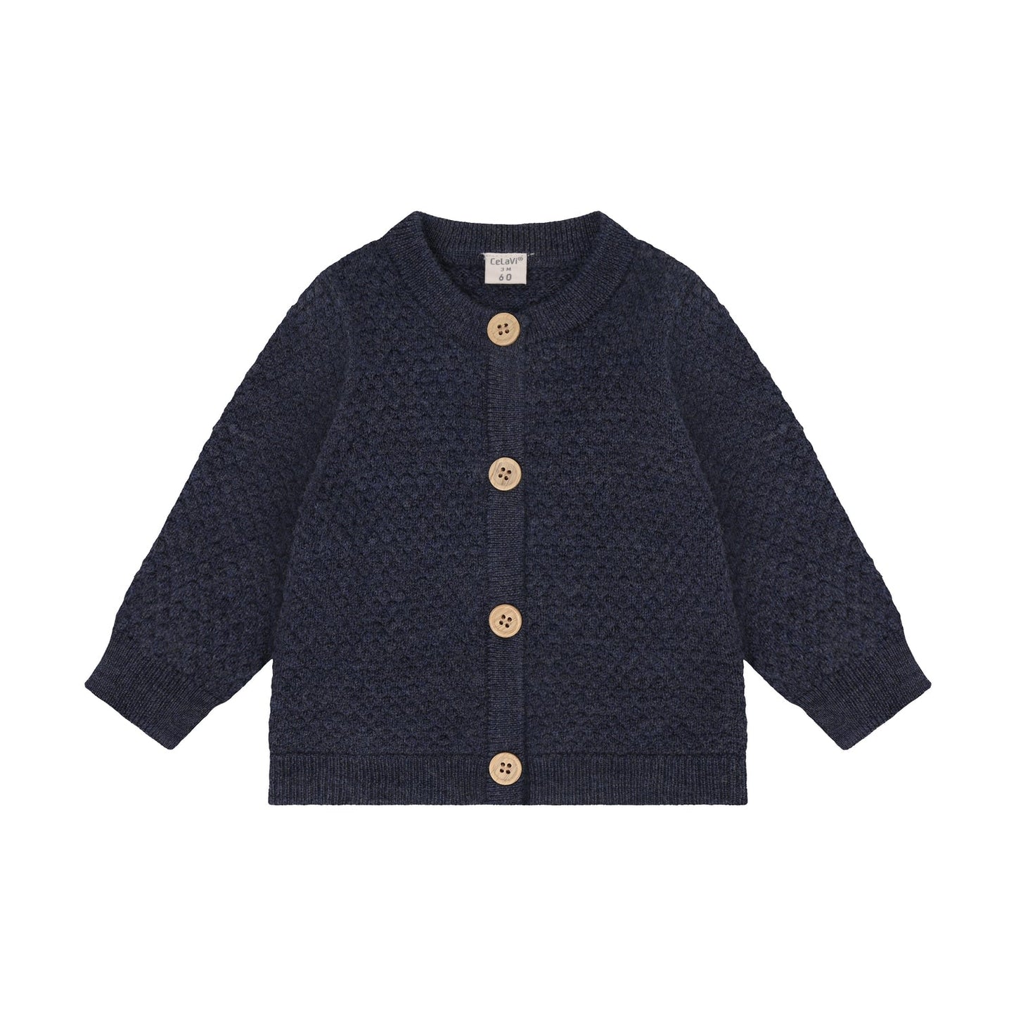 CeLaVi Merino Strickjacke Baby in Ombre Blue Melange, Vorderansicht
