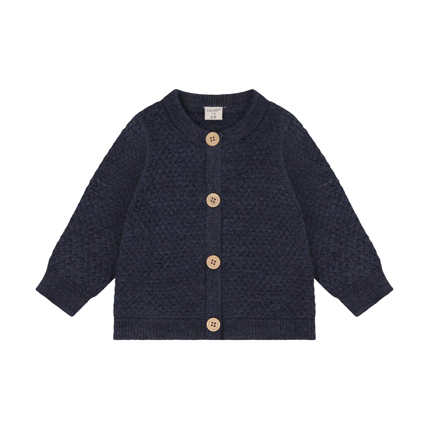 CeLaVi Merino Strickjacke Baby in Ombre Blue Melange, Vorderansicht