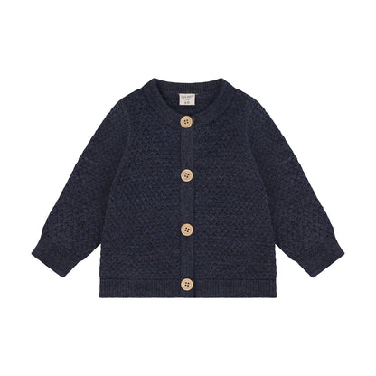 CeLaVi Merino Strickjacke Baby in Ombre Blue Melange, Vorderansicht