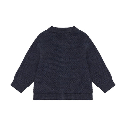 CeLaVi Merino Strickjacke Baby in Ombre Blue Melange, Rückansicht