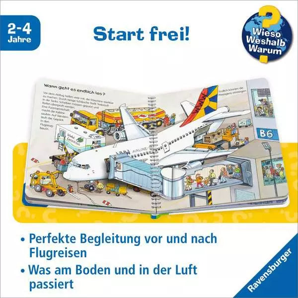 Innenansicht Kinderbuch Der Flughafen mit Klappen rund um Start und Landung im Bärechind Winterthur Zürich Schweiz.