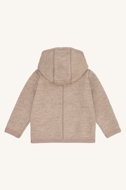 Wollwalk Jacke Ebba mit Kapuze, Biscuit
