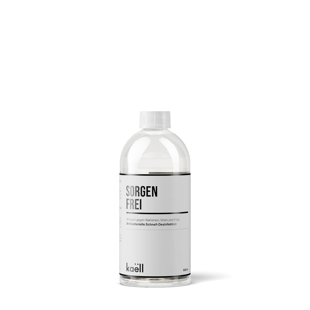 500 ml Sorgenfrei Desinfektion Flasche für antibakterielle Schnell-Desinfektion. Wirksam gegen Bakterien, Viren und Pilze, ideal für den Haushalt und unterwegs.